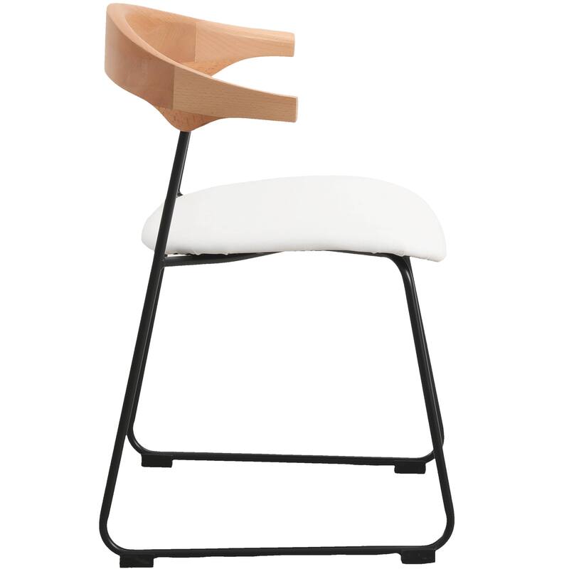 Upholstered Dining Chair in Leather with Iron Legs Set of 4 Lyra Collection