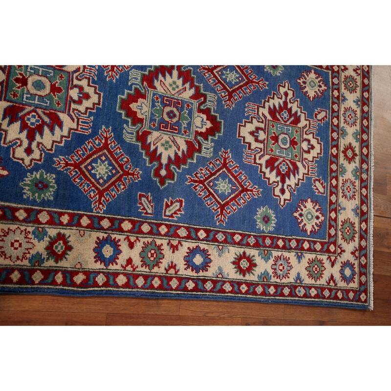 Blue Kazak Oriental Foyer Rug Handmade Wool Carpet - 3'4" x 5'1"