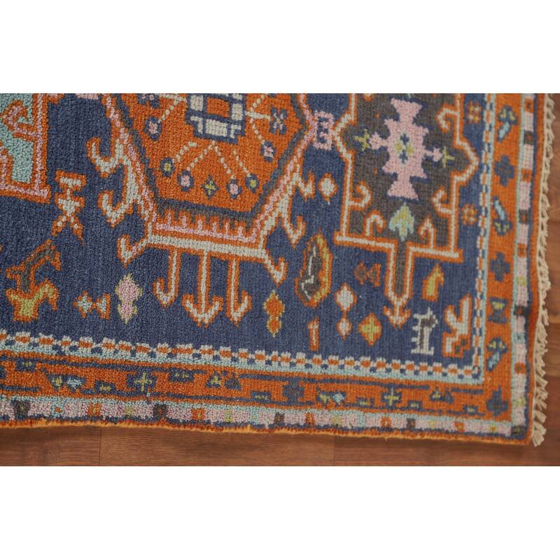 Blue Heriz Serapi Oriental Runner Rug Handmade Wool Carpet - 2'8" x 8'3"