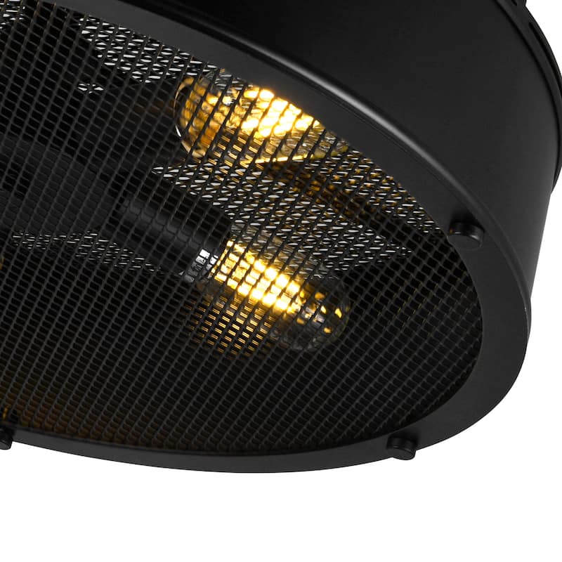 Tigris 3 Light 16in Black Drum Shade Flush Mount