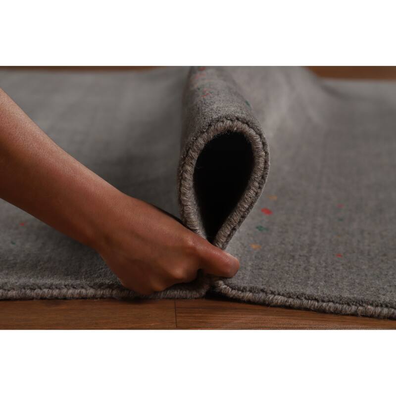 Hand Knotted Oriental 100% Wool Carpet Tribal Tribal Greys & Charcoal Gabbeh Area Rug - 8' 3'' X 5' 1''