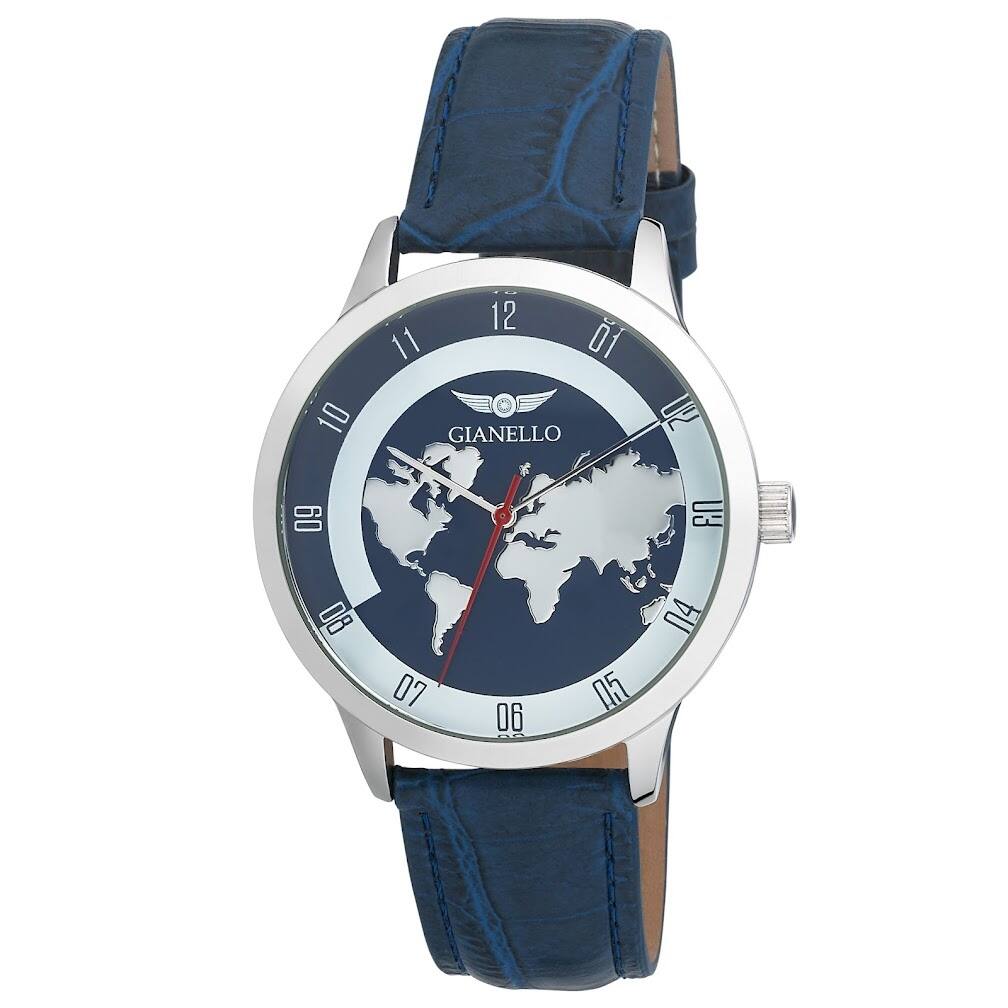 Gianello Men's 42mm World Timer Strap Watch - 3 Colors Available