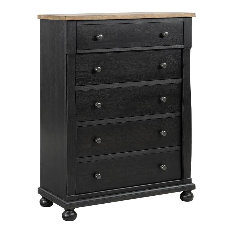 Furniture of America Lucan I 6-Piece Farmhouse Black Solid Wood Panel Bedroom Set