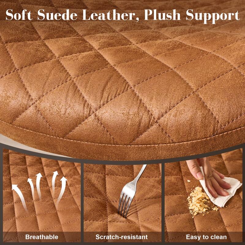 HOOOWOOO Mid-Century Leather Ergonomic Office Chair Adjustable Swivel Task Chair