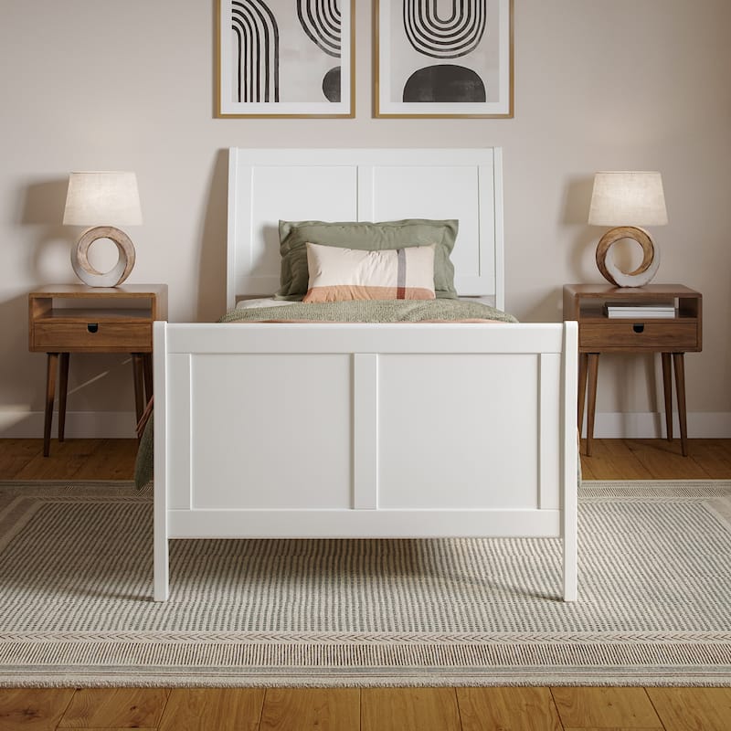 Valencia Solid Wood Low Profile Sleigh Platform Bed with Matching Footboard