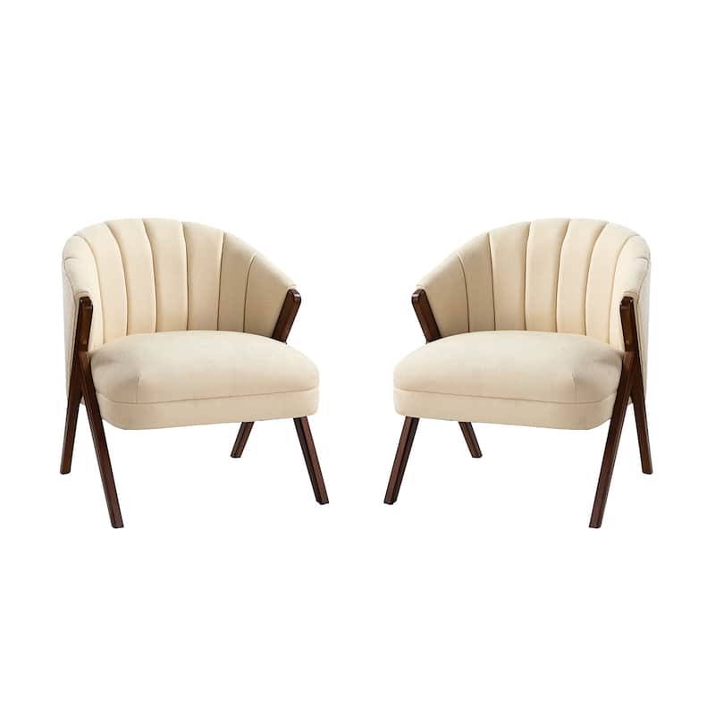 Vivian Mid-century Barrel Chair with a Scalloped Back Set of 2 by HULALA HOME