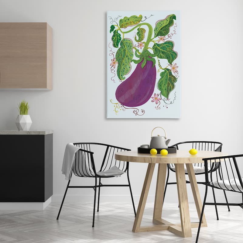 Stupell Whimsical Detail Eggplant Canvas Wall Art Design By Kay Widdowson
