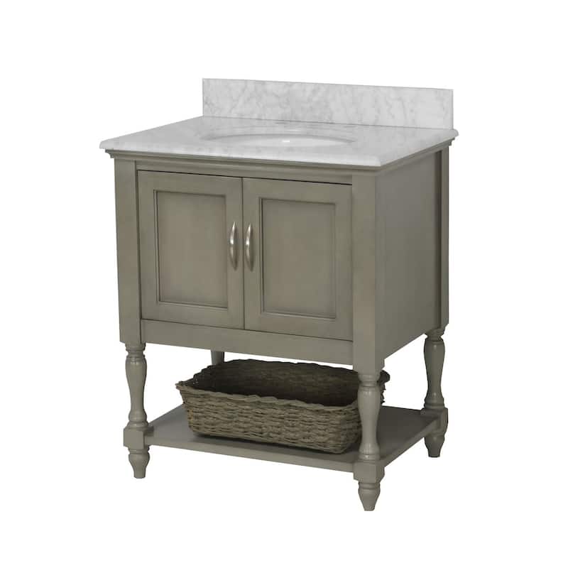 KitchenBathCollection Beverly 30" BathroomVanity w/ Carrara Marble Top