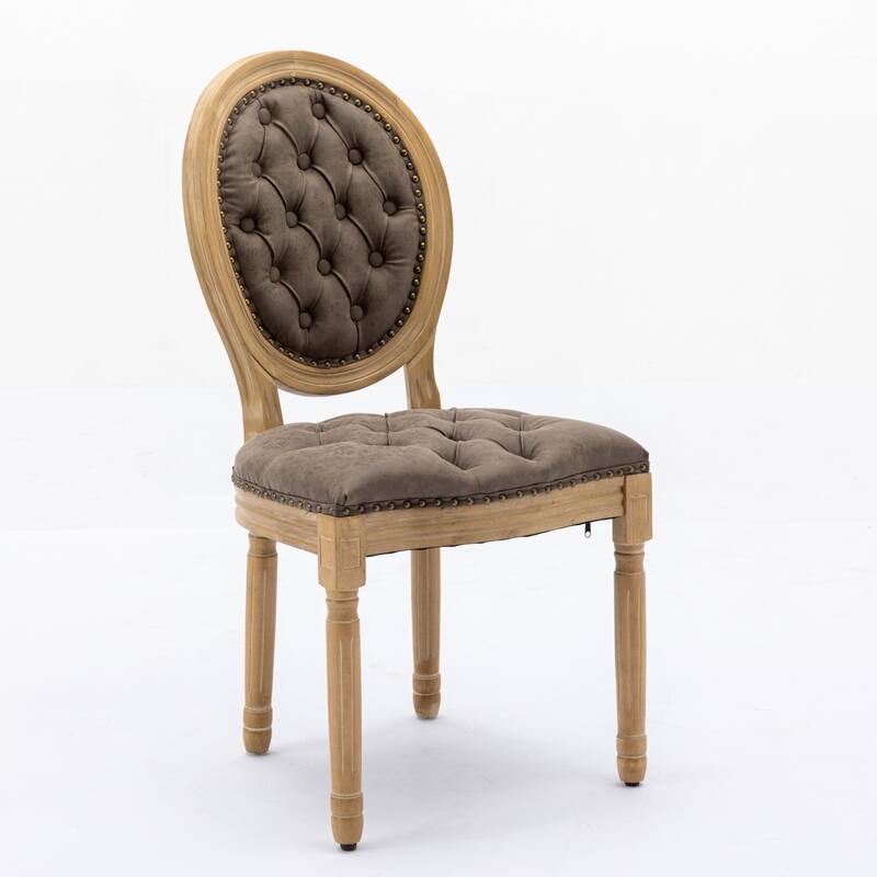 Roomfitters French Style Dining Chairs Set of 2, Tufted PU Leather Upholstered Accent Chairs and Solid Wood Legs