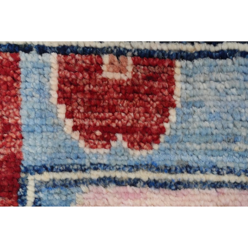 Hand Knotted Oriental 100% Wool Carpet Transitional Floral Navy Blue & Blues Oushak Area Rug - 6' 7'' X 5' 0''