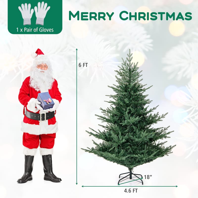 Gymax Pre-Lit Artificial Christmas Tree Hinged Xmas Tree w/ PVC & PE
