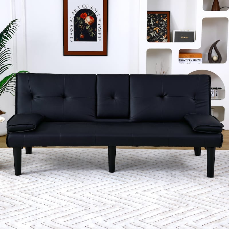 The 67-inch PVC multi-functional sofa bed, with a foldable and cup holder design