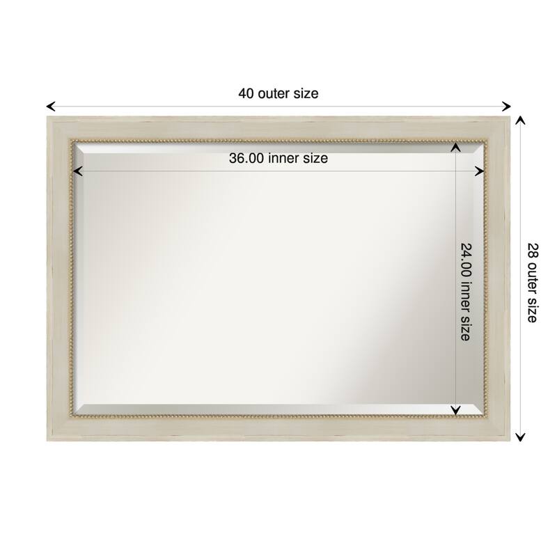 Beveled Wood Wall Mirror - Parthenon Cream Frame - Parthenon Cream - 40 x 28 in