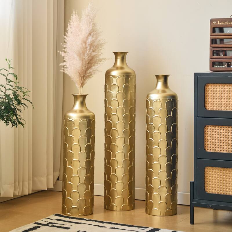 Hand-Woven PVC Rattan Floor Vase