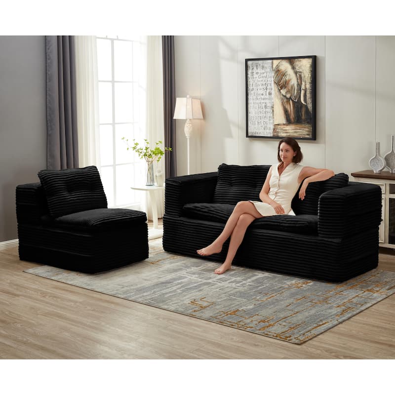 Sofa Bed With Independent Chaise Lounge And Functional Blanket,Convertible Sofa Bed,King Size Bed,Deep Seat