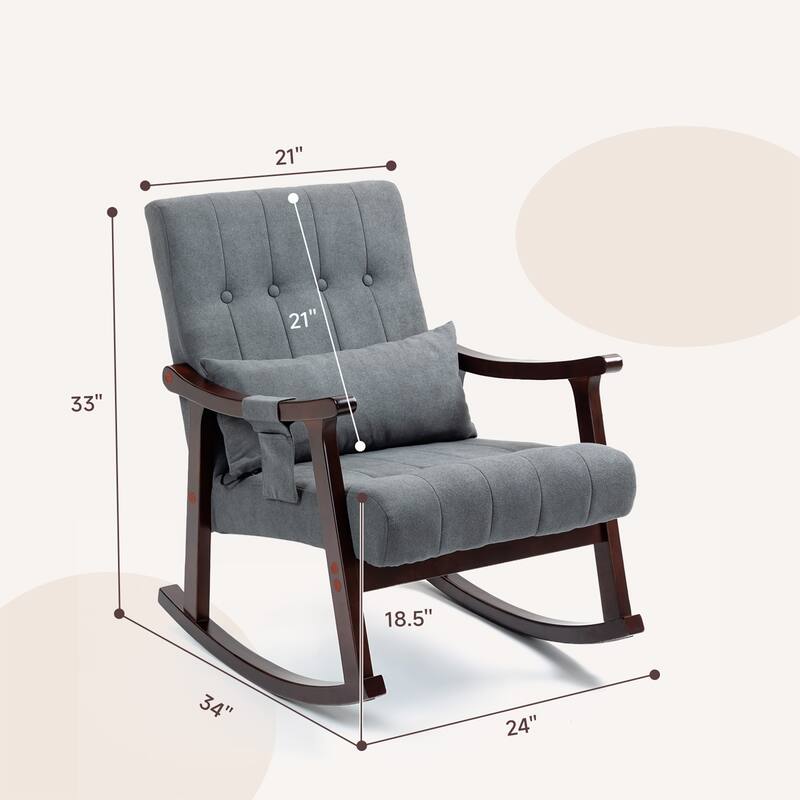 AVAWING Upholstered Rocking Chair with Massage Lumbar Support