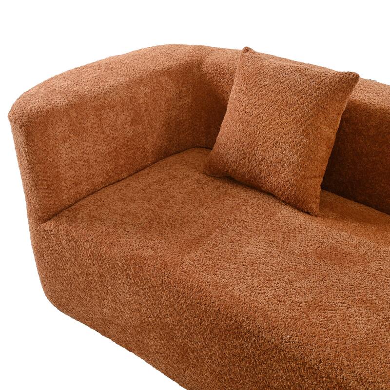 Modular Curved Sectional Sofa, Chenille Fabric Sofa with 4 Pillows, High-Density Compressed Sponge Deep Seat Sofa