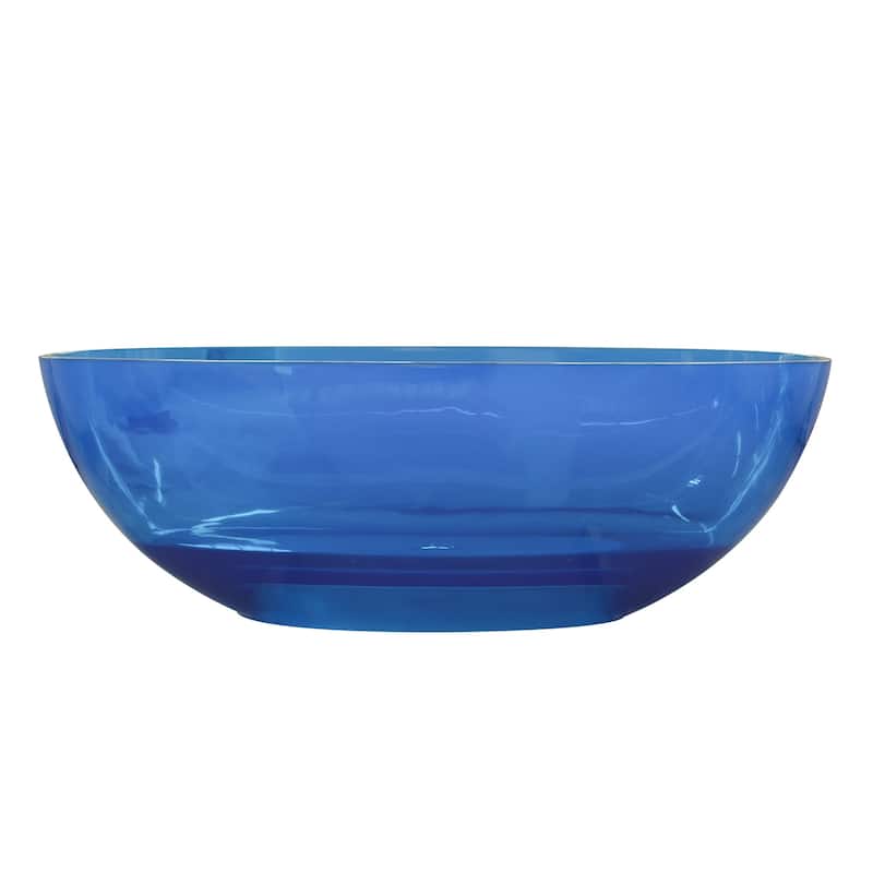 65 in.W Solid Surface Freestanding Flatbottom Soaking Bathtub in Blue - 65.2" x 29.7"