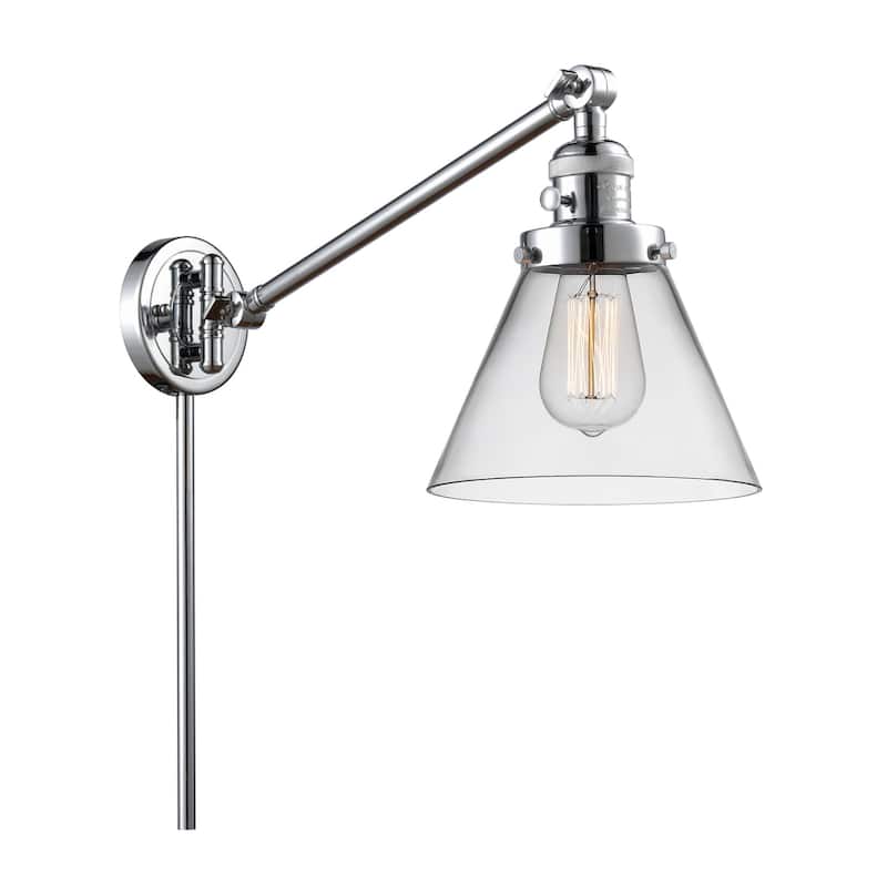 Innovations Lighting Large Cone Single Light 25" Tall Wall Sconce / - Polished Chrome / Clear