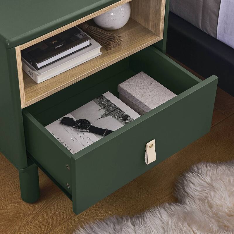 Modern Compact Wooden Single Drawer Nightstand