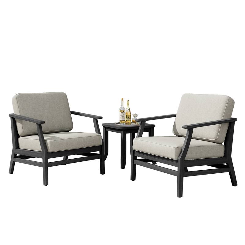 Teak Outdoor Bistro Set with Weather-Resistant Cushions (3-Piece Set)