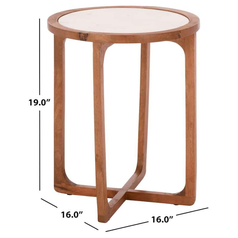 SAFAVIEH Home Minori Marble Side Table - 16"W x 16"D x 19"H