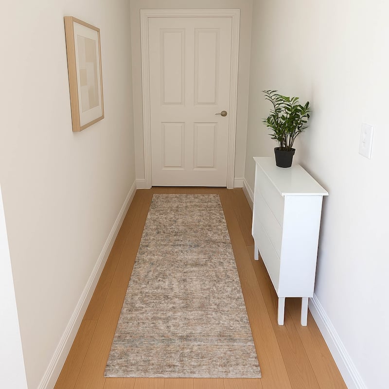 Premium Washable Super Soft Vintage Traditional Mayfield Rug - Brown - 2'3" x 7'6"