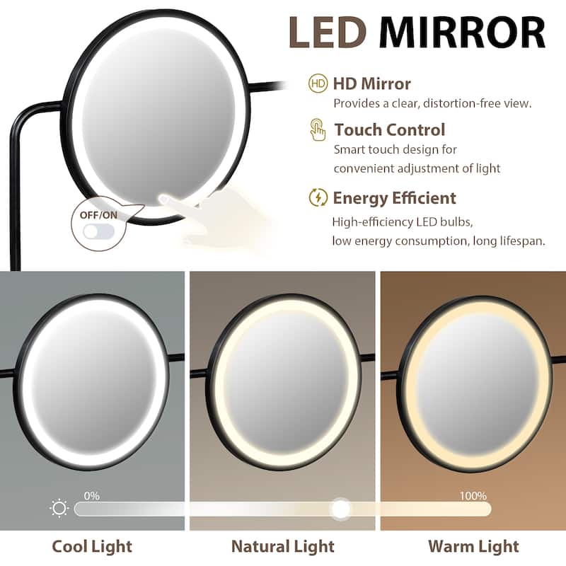 Modern Makeup Vanity with Mirror, Wireless Charging Station