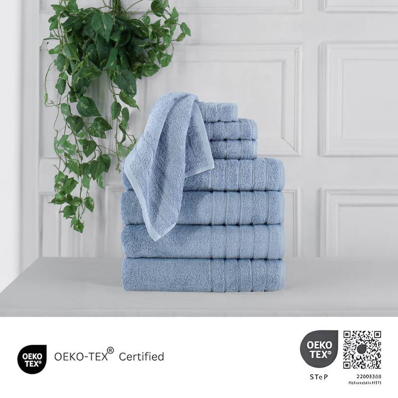 Towels Beyond 8 Piece Turkish Cotton Towel Set 670 GSM Washcloth, Hand & Bath Towel