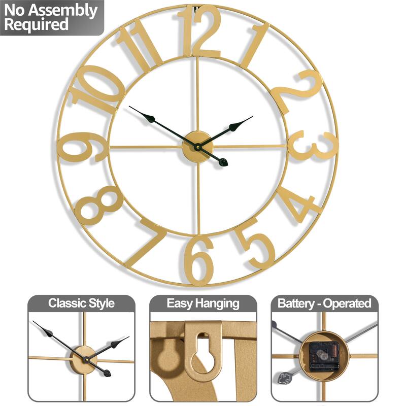 Sorbus Large Wall Clock 32" - Battery Operated Analog Large Clock (Black)