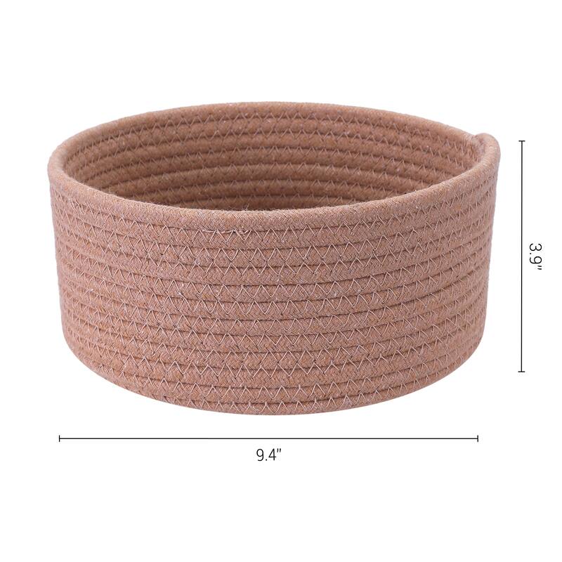 Round Woven Storage Basket, Small Storage Bin for Entryway Desk Key Tray Bowl, Catchall Home Decor - Brown - 9.5*9.5*4in