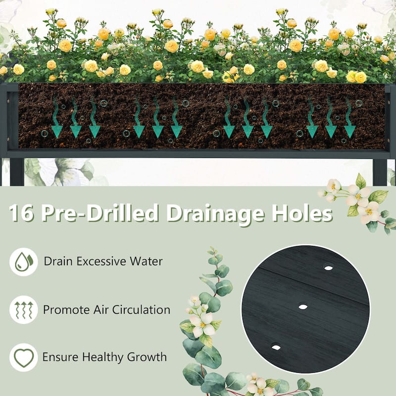 Costway HIPS Raised Garden Bed Poly Wood Elevated Planter Box with - See Details