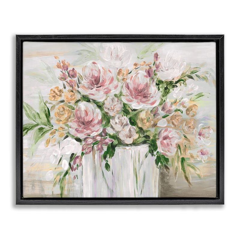 Stupell Country Style Floral Assortment Framed Floater Canvas Wall Art Design By Kristen Brockmon - 21 x 17 - Black