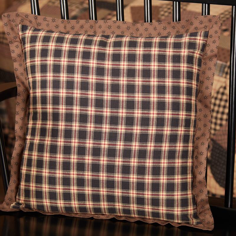 Bingham Star Pillow Fabric 16x16 - Accent - Pillow 16x16 - Polyester - Soft Black/Chocolate Brown/Barn Red