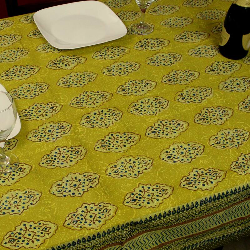 Cotton Block Print Geometric Tablecloth Rectangle
