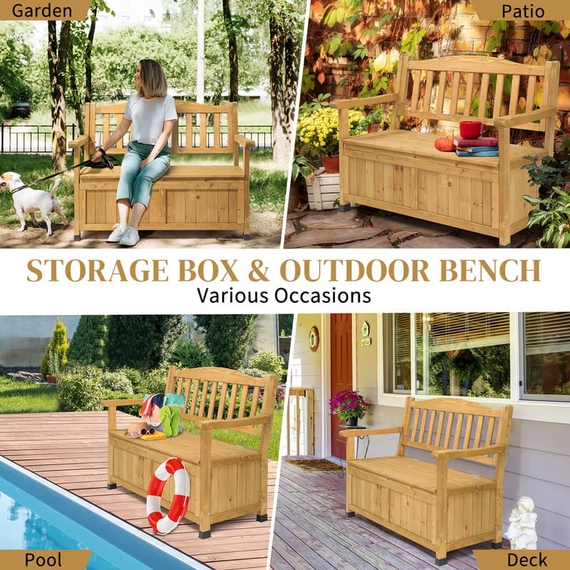 40gal Wood Outdoor Storage Bench