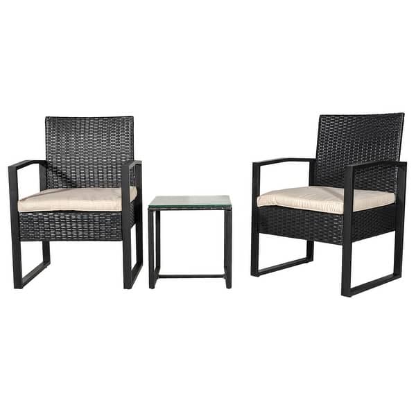 slide 1 of 17, Maldives 3 Piece Rattan Wicker Outdoor Set (Washable PE) Black/Brown