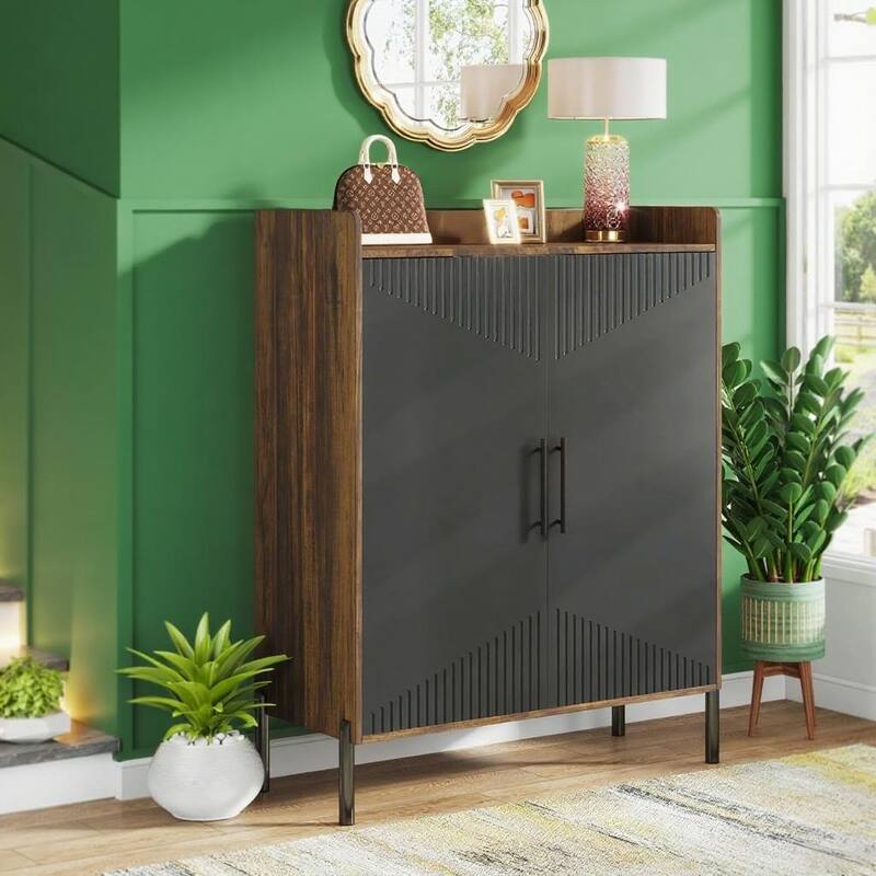 Modern 6-Tier Shoe Cabinet with Adjustable Shelves and 2 Doors for Hallway Entryway Storage - 35.43”L x 13.78”W x 42.52”H