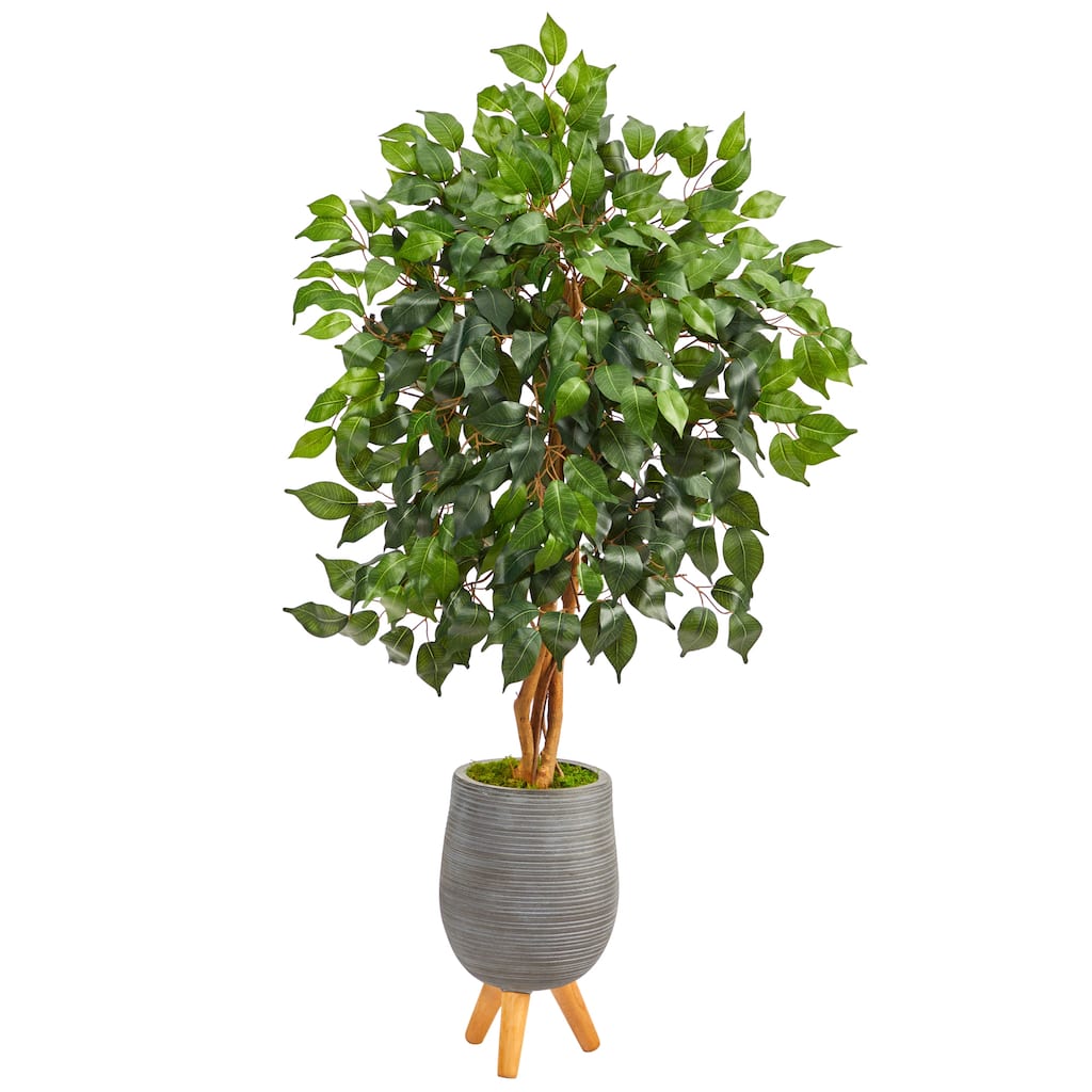 4' Ficus Artificial Tree in Gray Planter with Stand - 14.5"