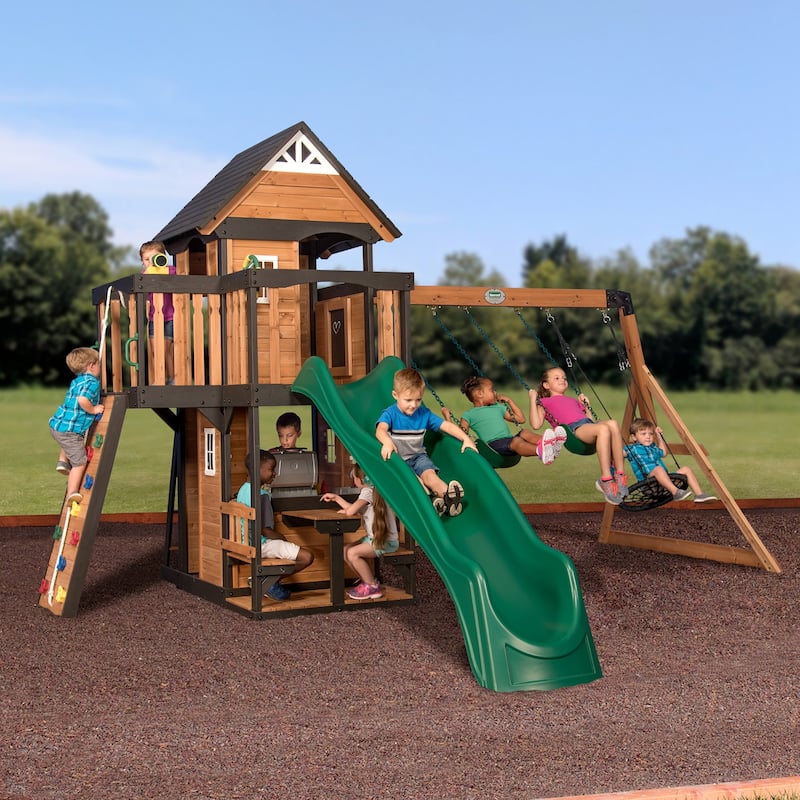 Backyard Discovery Canyon Creek Swing Set - Kids - Brown/Green