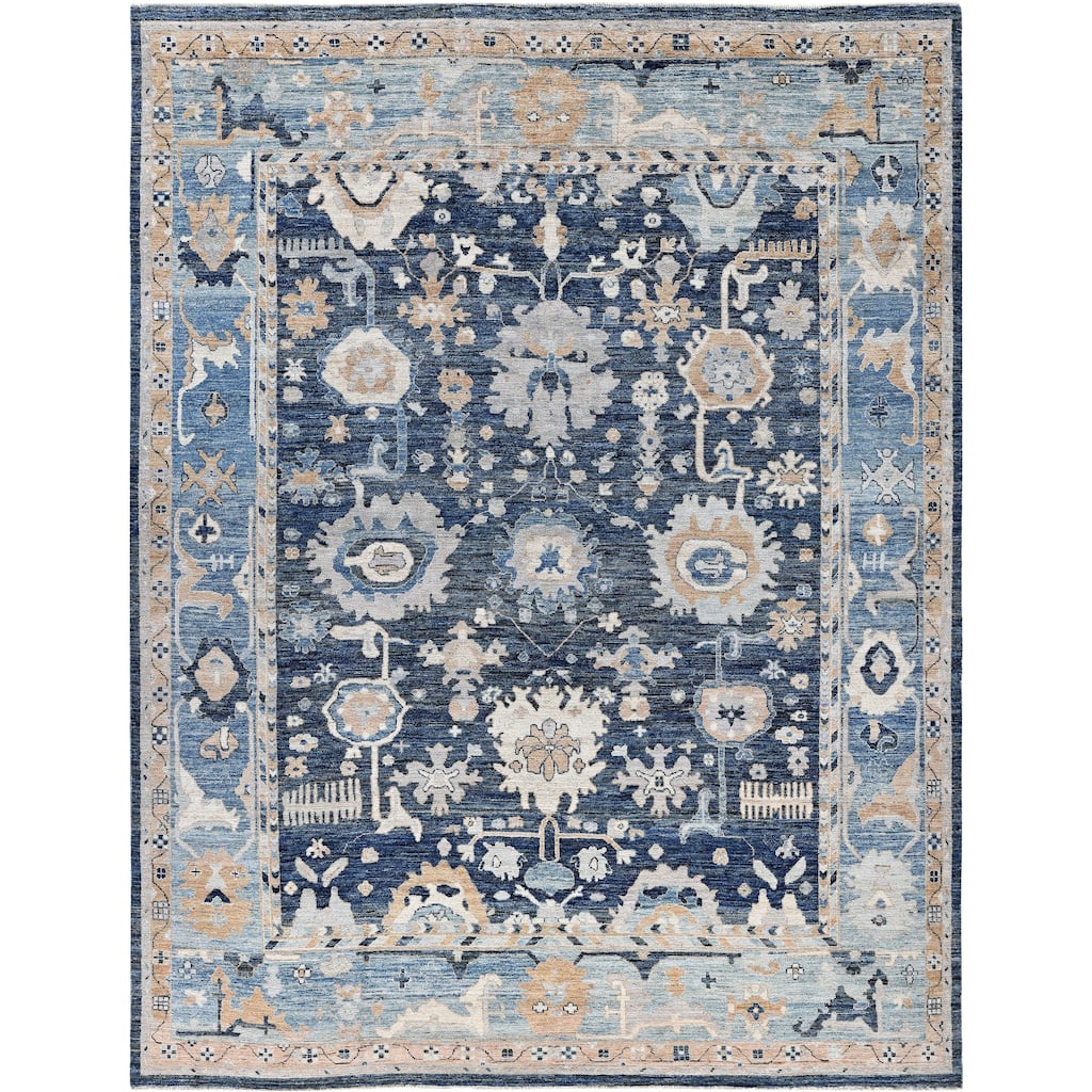Oushak One-of-a-Kind Hand-Knotted Area Rug - Blue - 9' 1" x 11' 7"