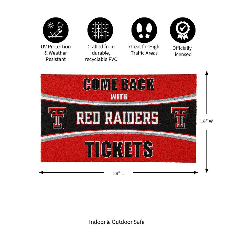 Texas Tech University 28 in. x 16 in. PVC "Come Back With Tickets" Trapper Door Mat
