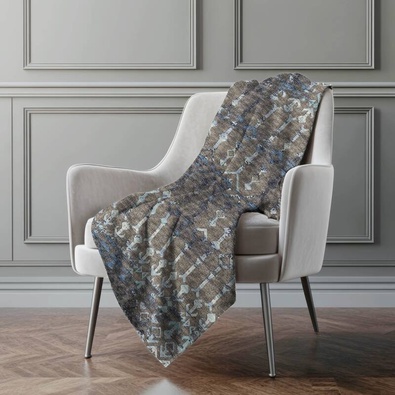 Premium Machine Washable ASB79 Moroccan Boho Sherpa Throw Blanket