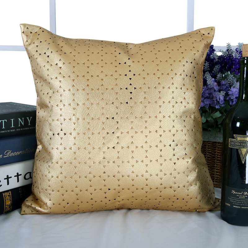 Deconovo Decorative Throw Pillow Covers Faux Leather - 2PC-18 x 18 Inch - Gold
