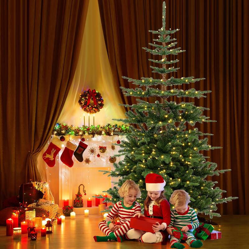 Gymax 7 FT Artificial Xmas Tree w/ 1303 PE PVC Branch Tips 500 Warm