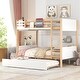 preview thumbnail 1 of 5, Pine wood+MDF Full over Full Bunk Bed with Twin Size Trundle and Ladder Storage Shelves. White