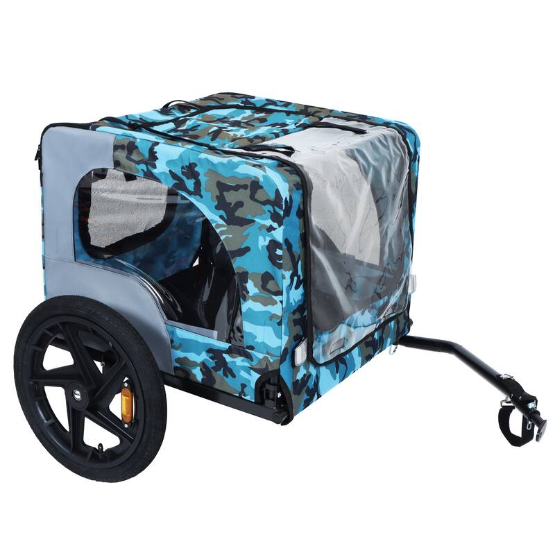 Outdoor Collapsible Pet Bike Trailer With 16-Inch All-Terrain Wheels & Universal Hitch-Foldable Dog/Cargo Carrier Cart