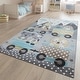 preview thumbnail 4 of 3, Kids Rug for Childrens Room Colorful Animals on a Train in Grey