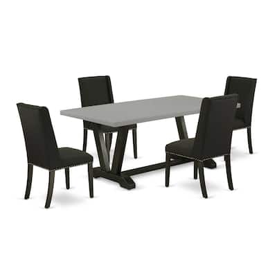 Mid Century Dining Table Set with 4 Parsons Chairs - 5 Piece Rectangular Kitchen Dinette Set - 72