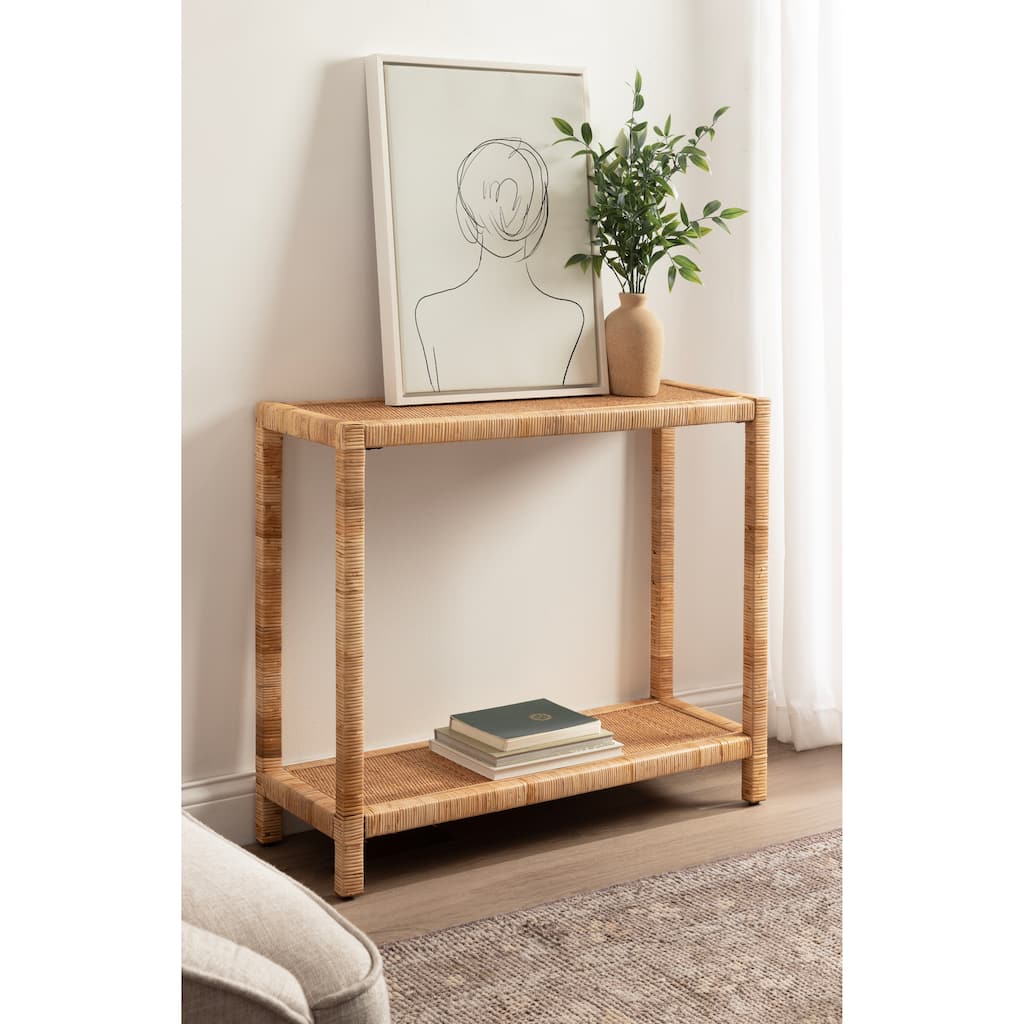 Kate and Laurel Raffina Rattan Console Table - 36x12x30